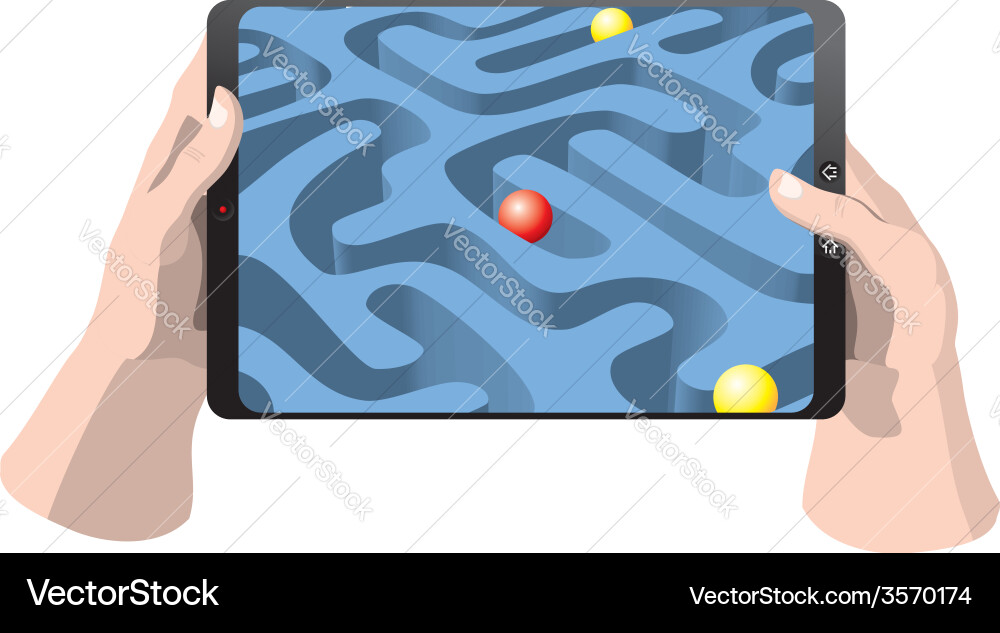 Tablet computer with game vector image