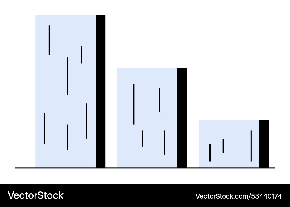 Vertical bar chart with three bars representing Vertical bar chart with three bars representing vector image