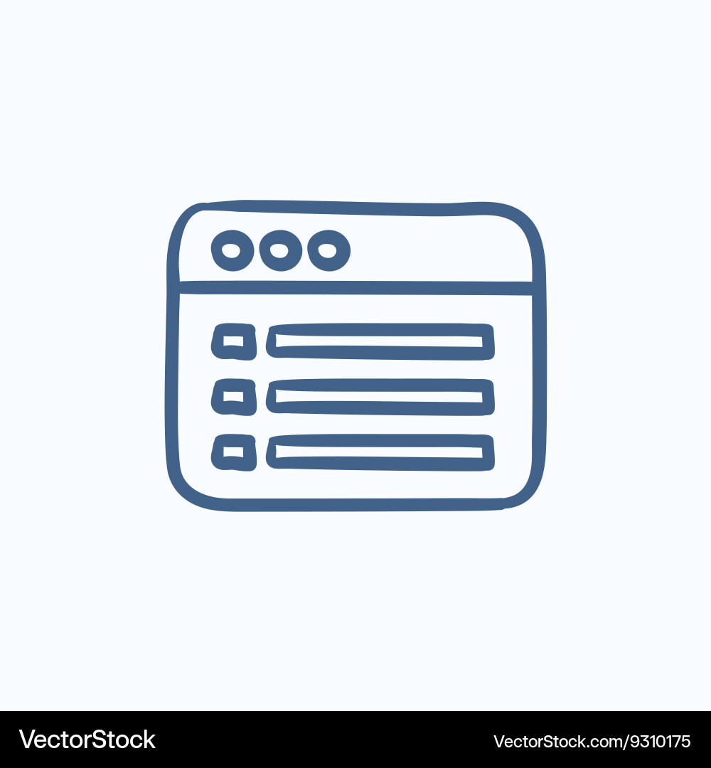 Browser window with folder contents sketch icon vector image