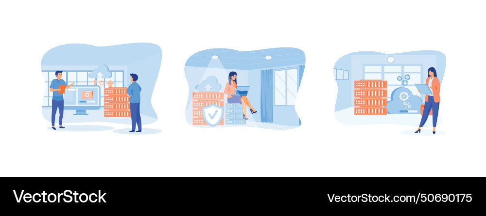 Cloud database computing data center vector image