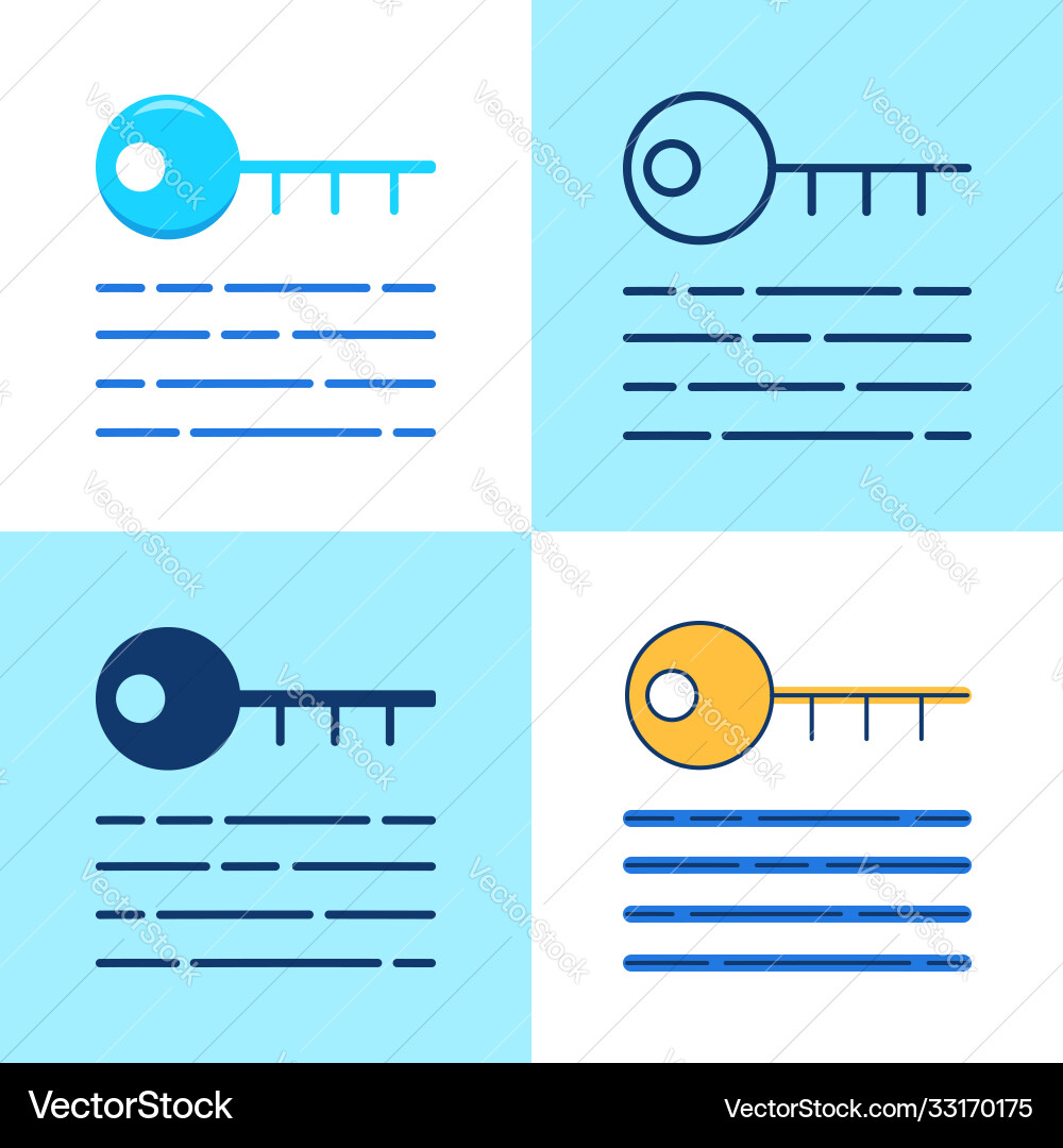 Digital key icon set in flat and line style Digital key icon set in flat and line style vector image