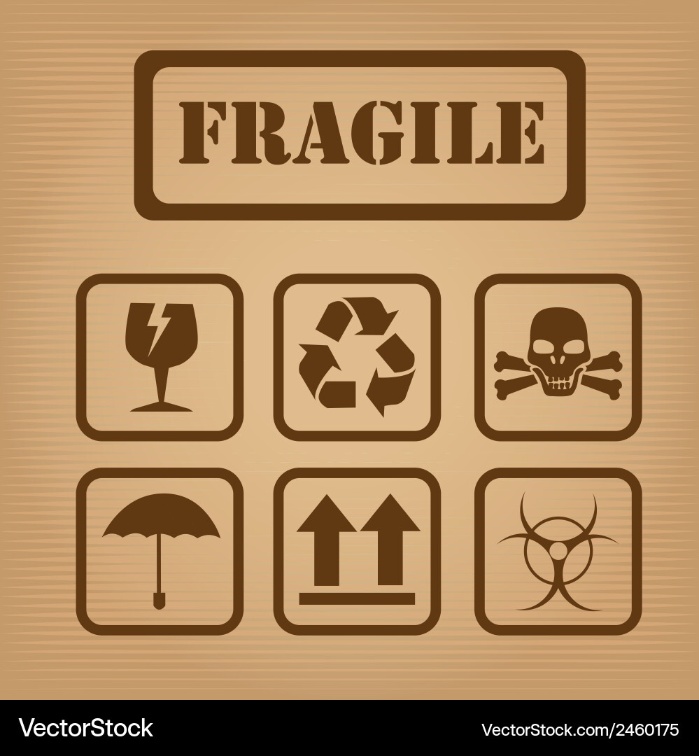 Fragile design over brown background vector image