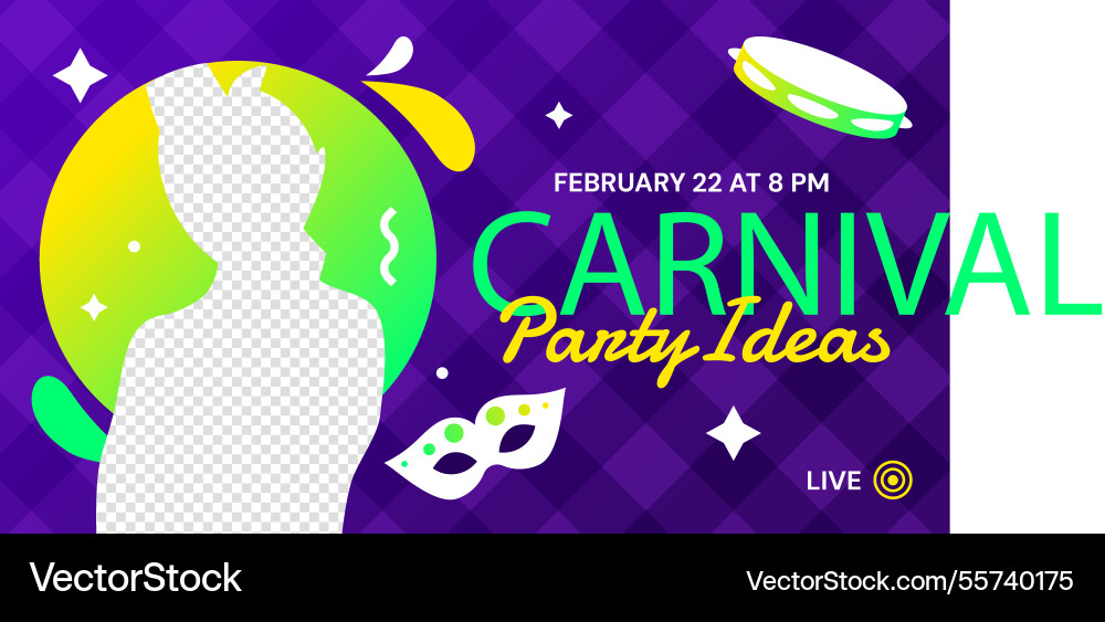 Gradient carnival youtube thumbnail Vector Image