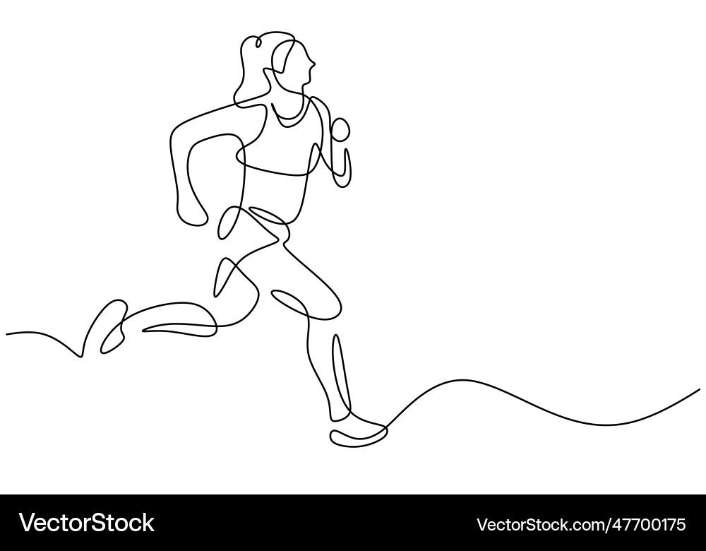 Marathon running continuous one line drawing Marathon running continuous one line drawing vector image