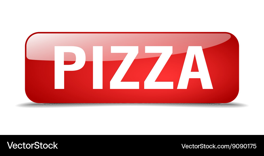Pizza red square 3d realistic isolated web button Vector Image
