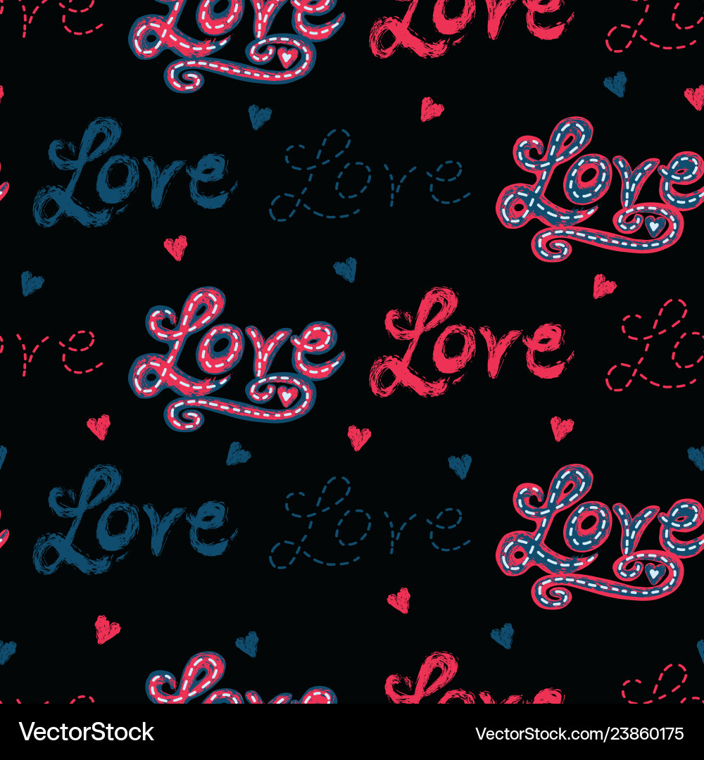 Roter Pinselstrich dotty Liebe Herzen mit Denim blau Roter Pinselstrich dotty Liebe Herzen mit Denim blau vektorbild