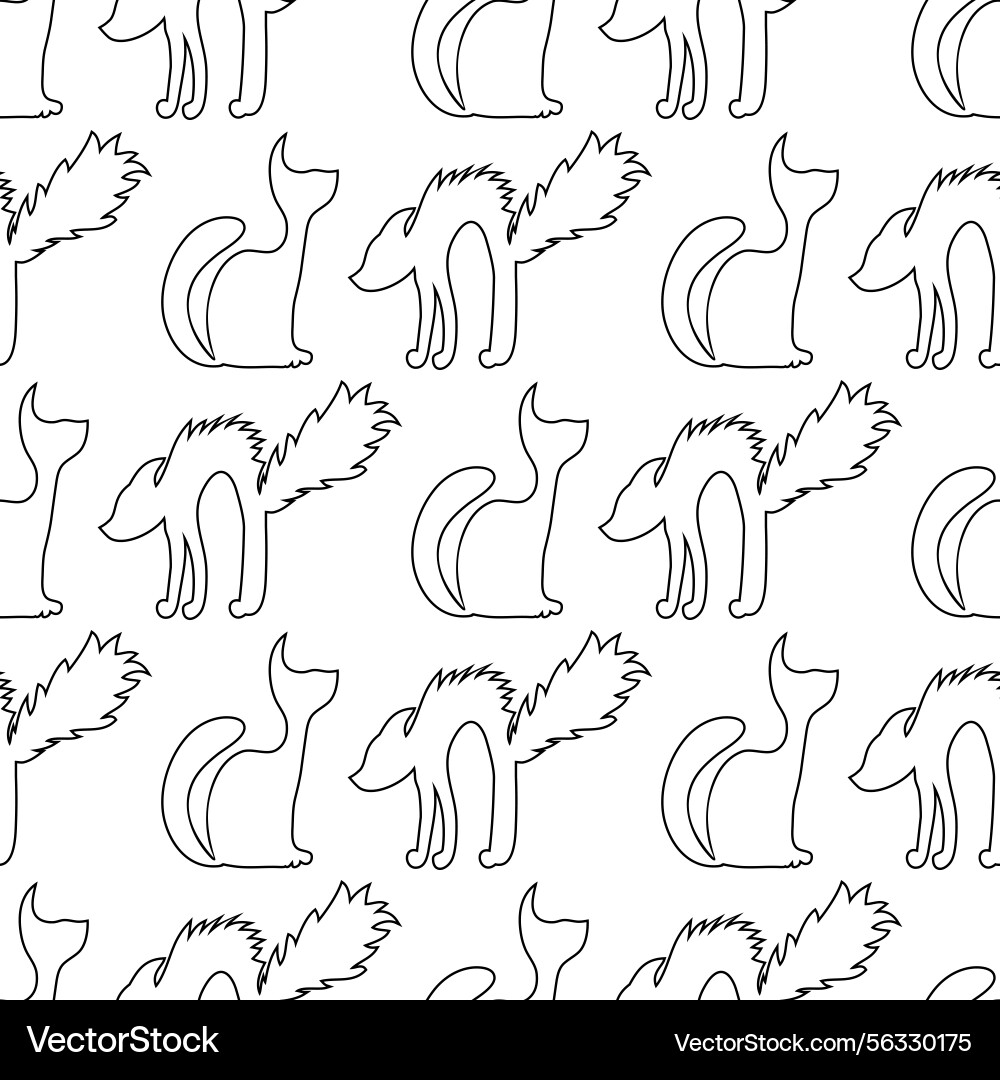 Seamless pattern with two outline cats vector image