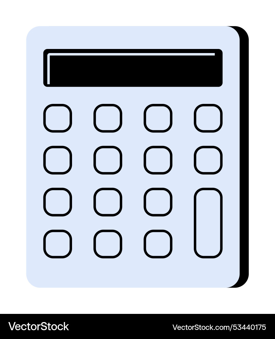 Simple calculator with large buttons and display Vector Image