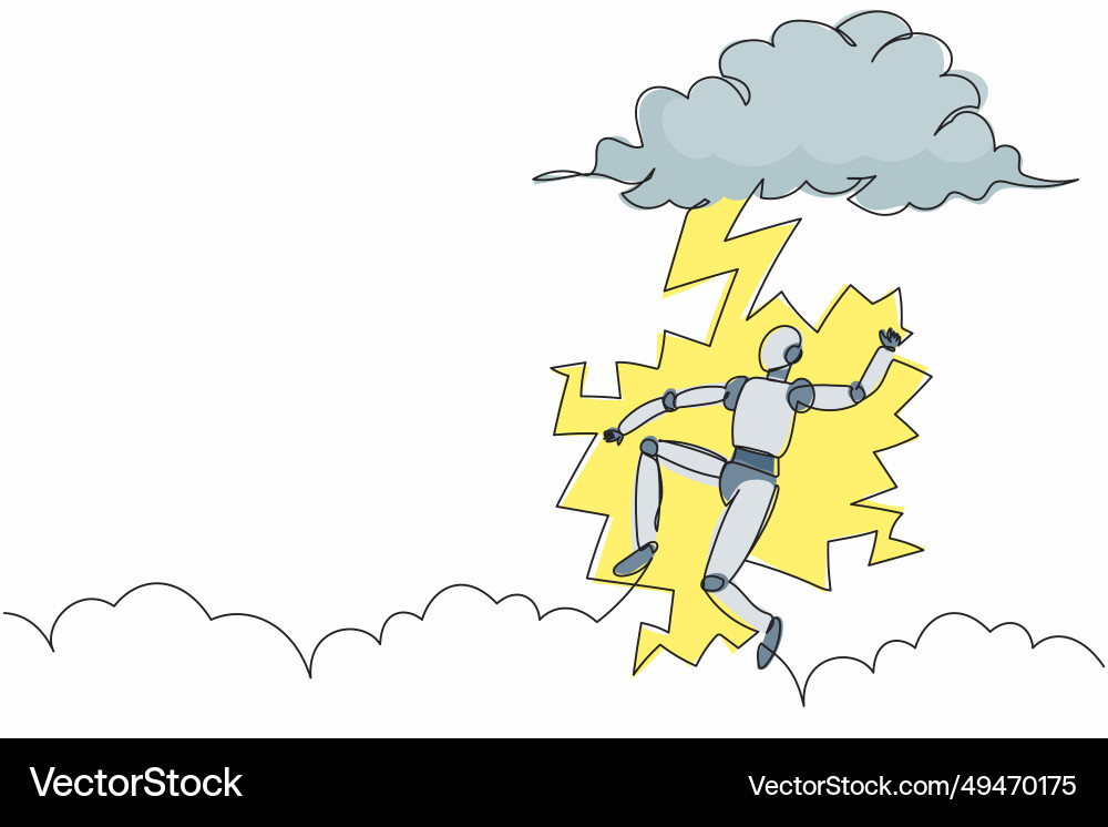 Single continuous line drawing robot struck Single continuous line drawing robot struck vector image