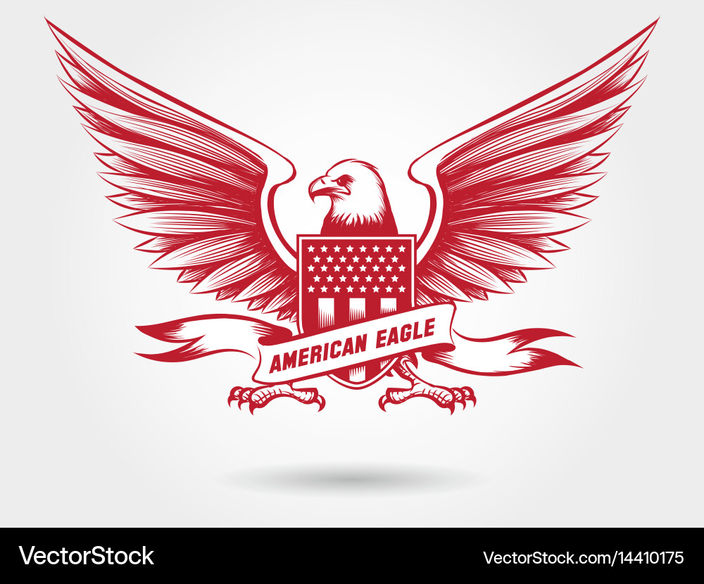 Sketched American Eagle Emblem Vector Image