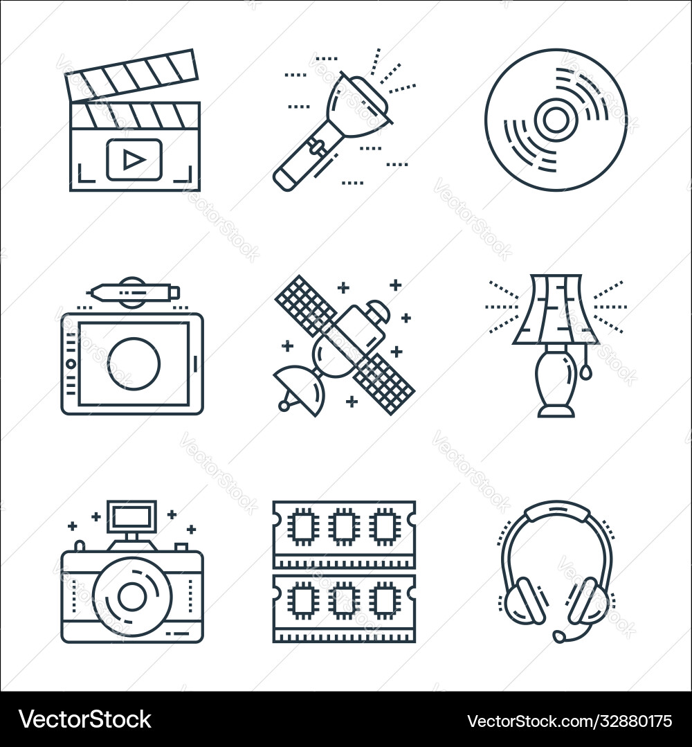 Technology devices line icons linear set quality Technology devices line icons linear set quality vector image