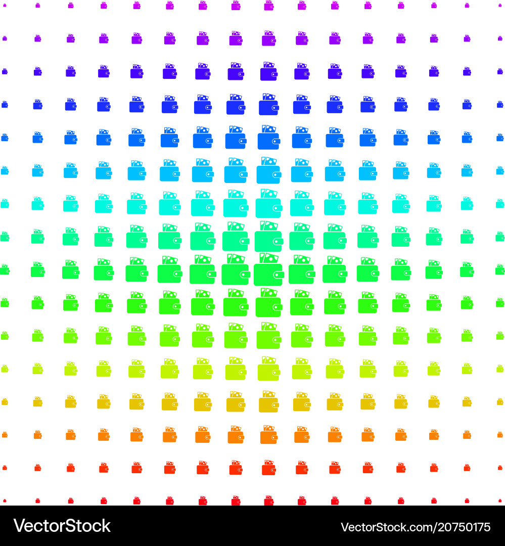 Wallet shape halftone spectrum pattern Wallet shape halftone spectrum pattern vector image
