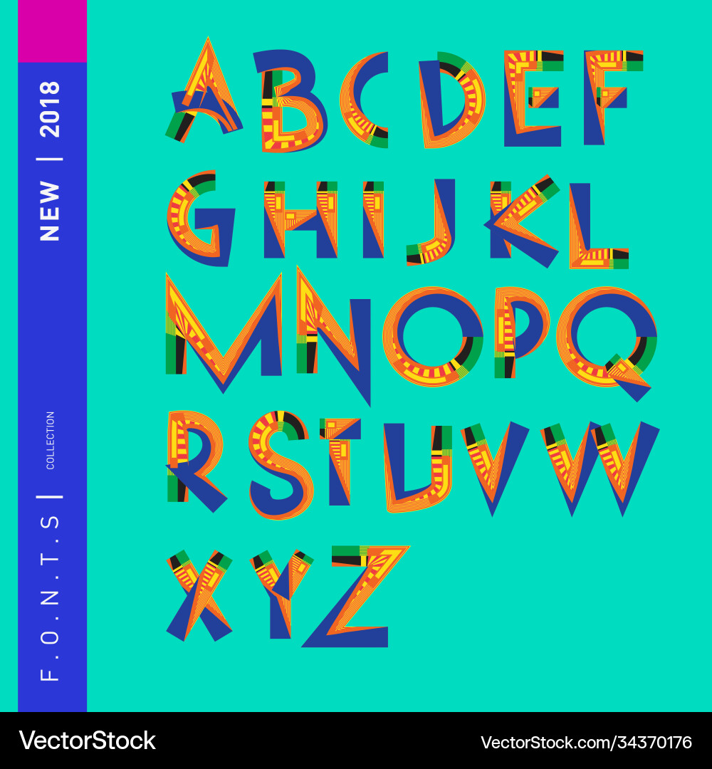 Abstract colorful font and alphabet Vector Image
