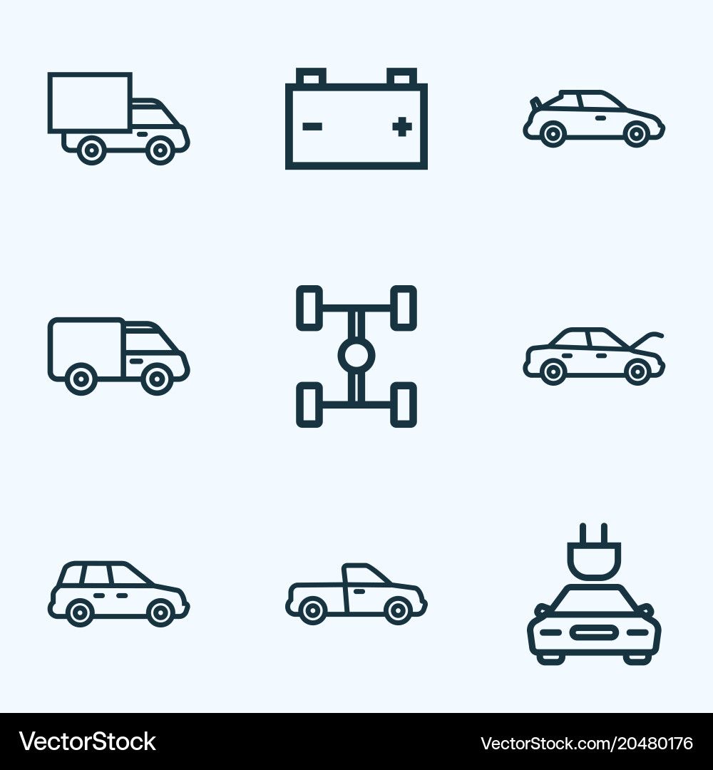 Automobile icons line style set with crossover Vector Image