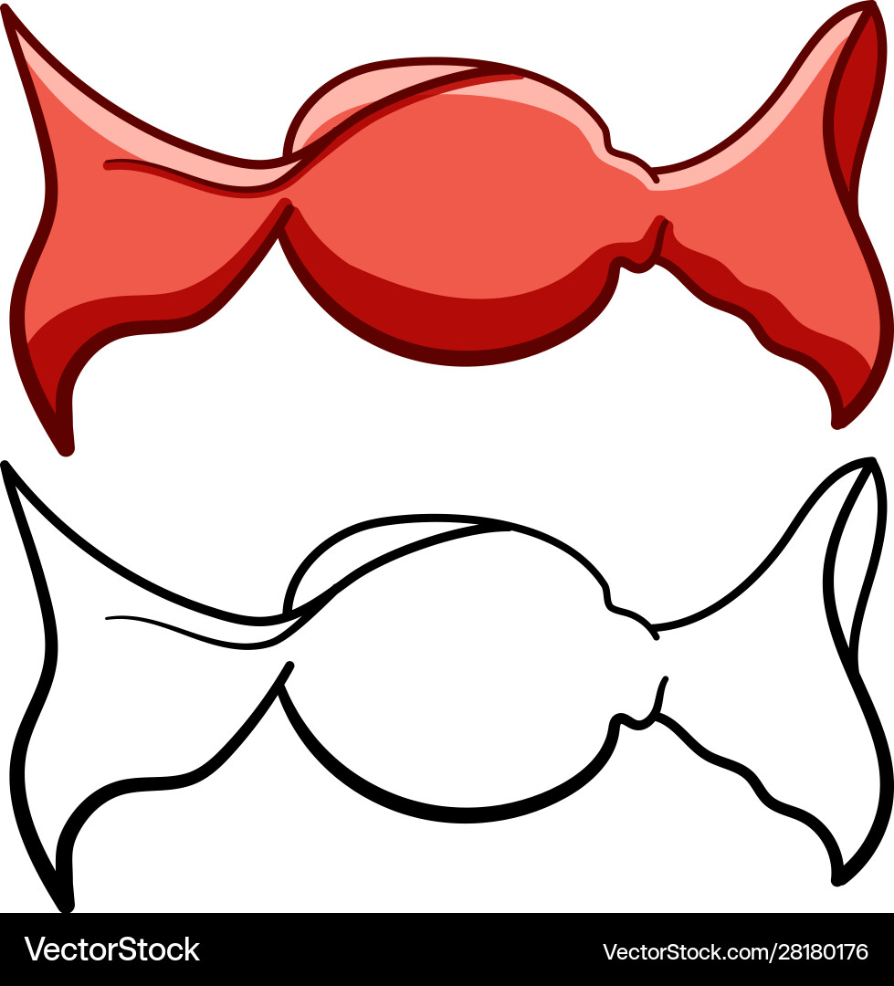 Candy in red wrapper colored and line versions Candy in red wrapper colored and line versions Vector Image
