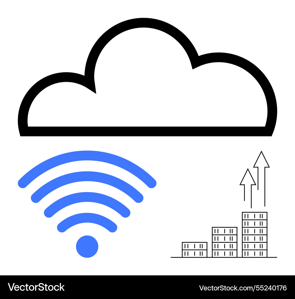 Cloud computing concept with wireless signal vector image