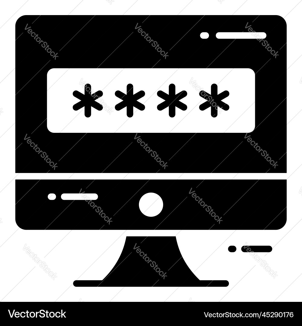 Computer password protection and security icons vector image