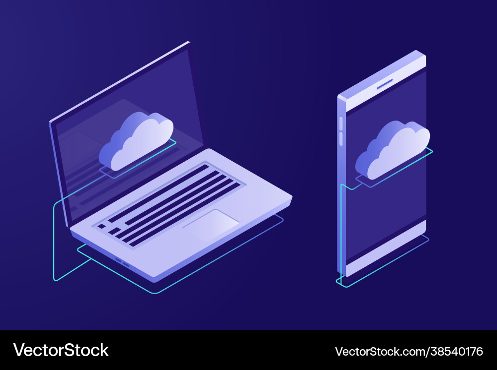 Concept cloud computing devices connected Concept cloud computing devices connected vector image