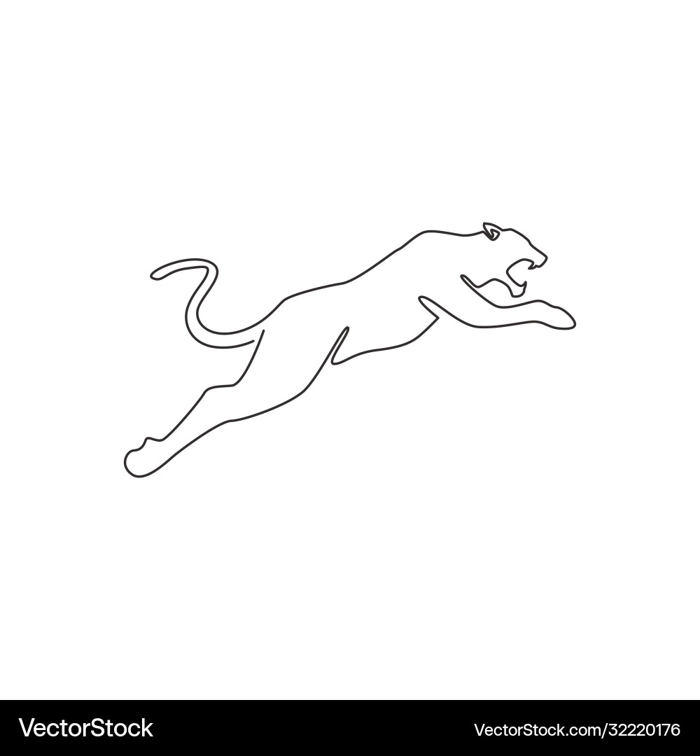Continuous Line Leopard Drawing Vector Image