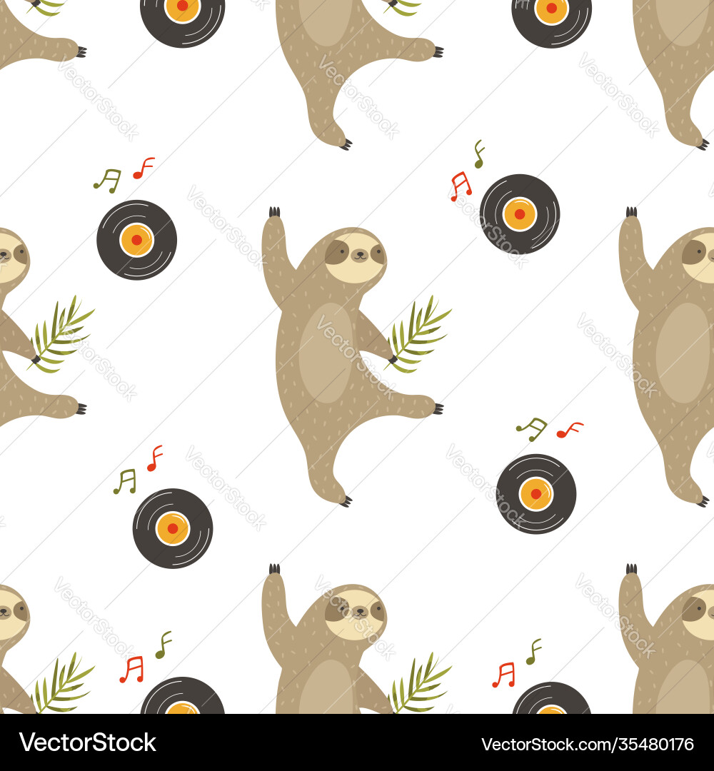 Dancing Sloth Pattern Vector Image