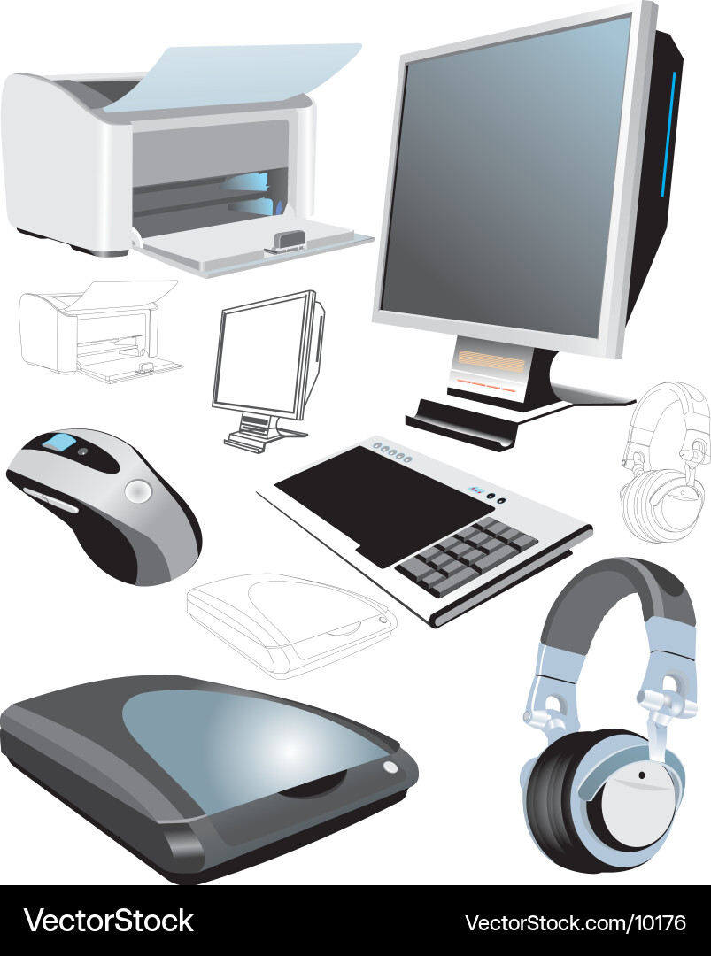 Digital Computer Icons vector image