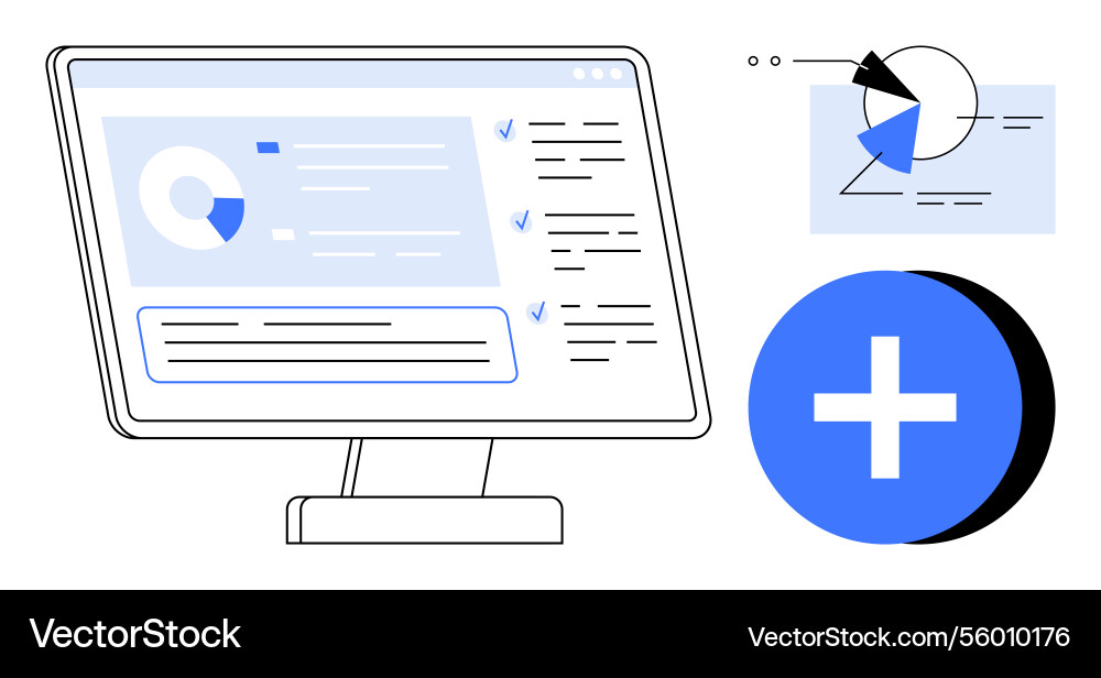 Digital dashboard analytics with charts lists Digital dashboard analytics with charts lists Vector Image