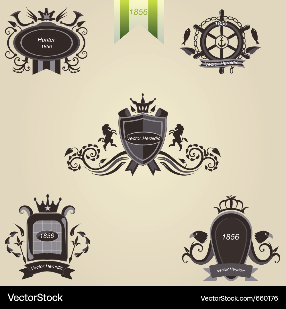 Heraldic Labels & Shields Collection Vector Image