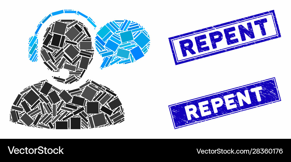Operator message mosaic and distress rectangle Operator message mosaic and distress rectangle Vector Image