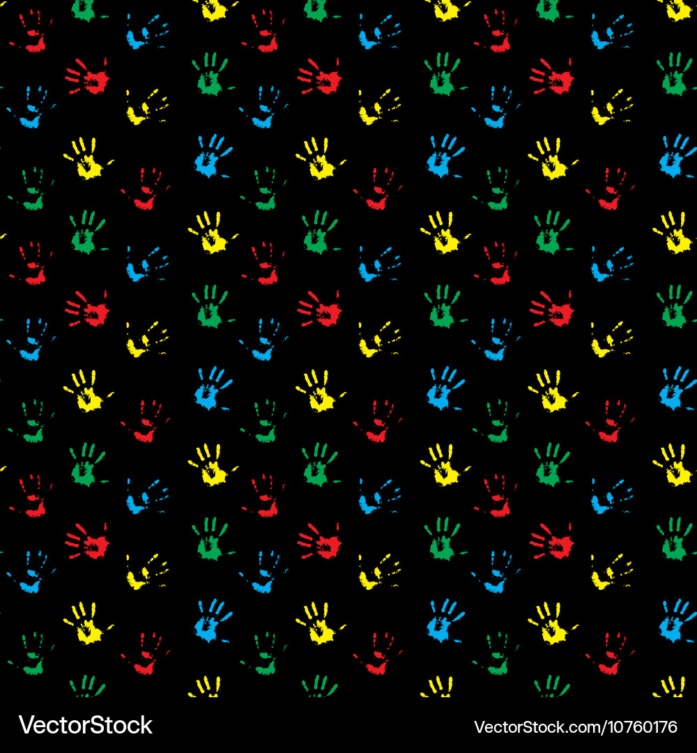 Seamless pattern hand print colored vector image
