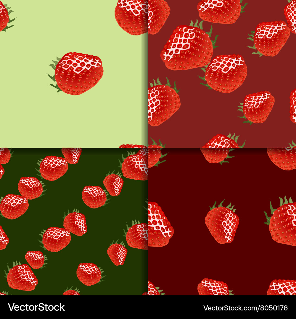 Seamless pattern set with strawberry Vector Image
