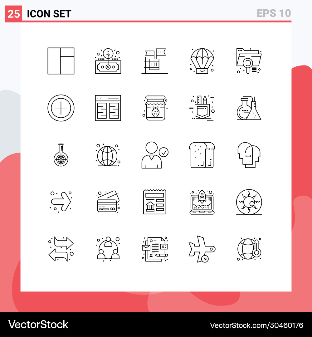 Set 25 lines on grid for document analysis Vector Image