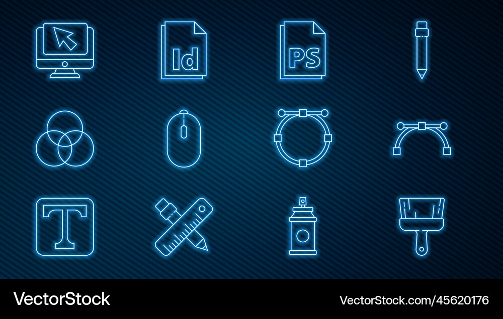 Set line paint brush bezier curve ps file Set line paint brush bezier curve ps file vector image