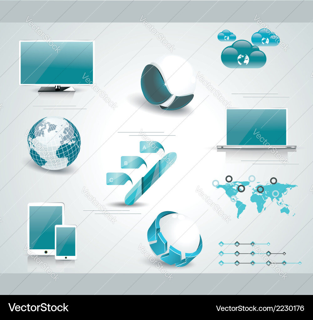 Set of web icons and business abstract symbols Vector Image