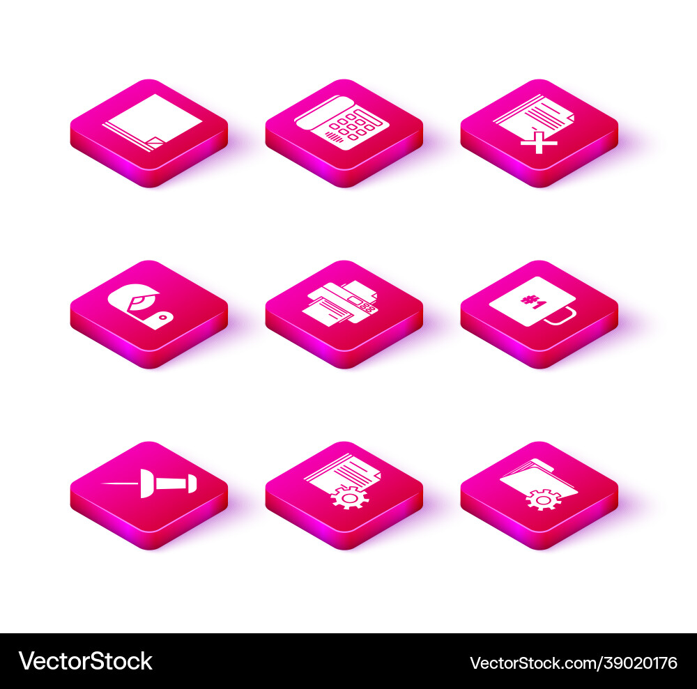 Set push pin document settings with gears scotch Set push pin document settings with gears scotch vector image
