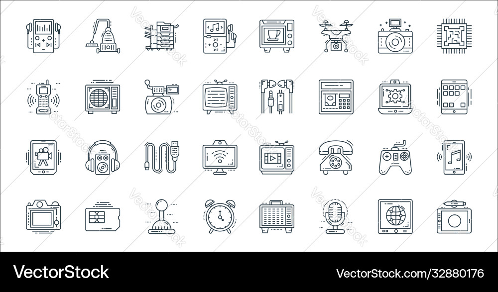 Technology devices line icons linear set quality Technology devices line icons linear set quality Vector Image
