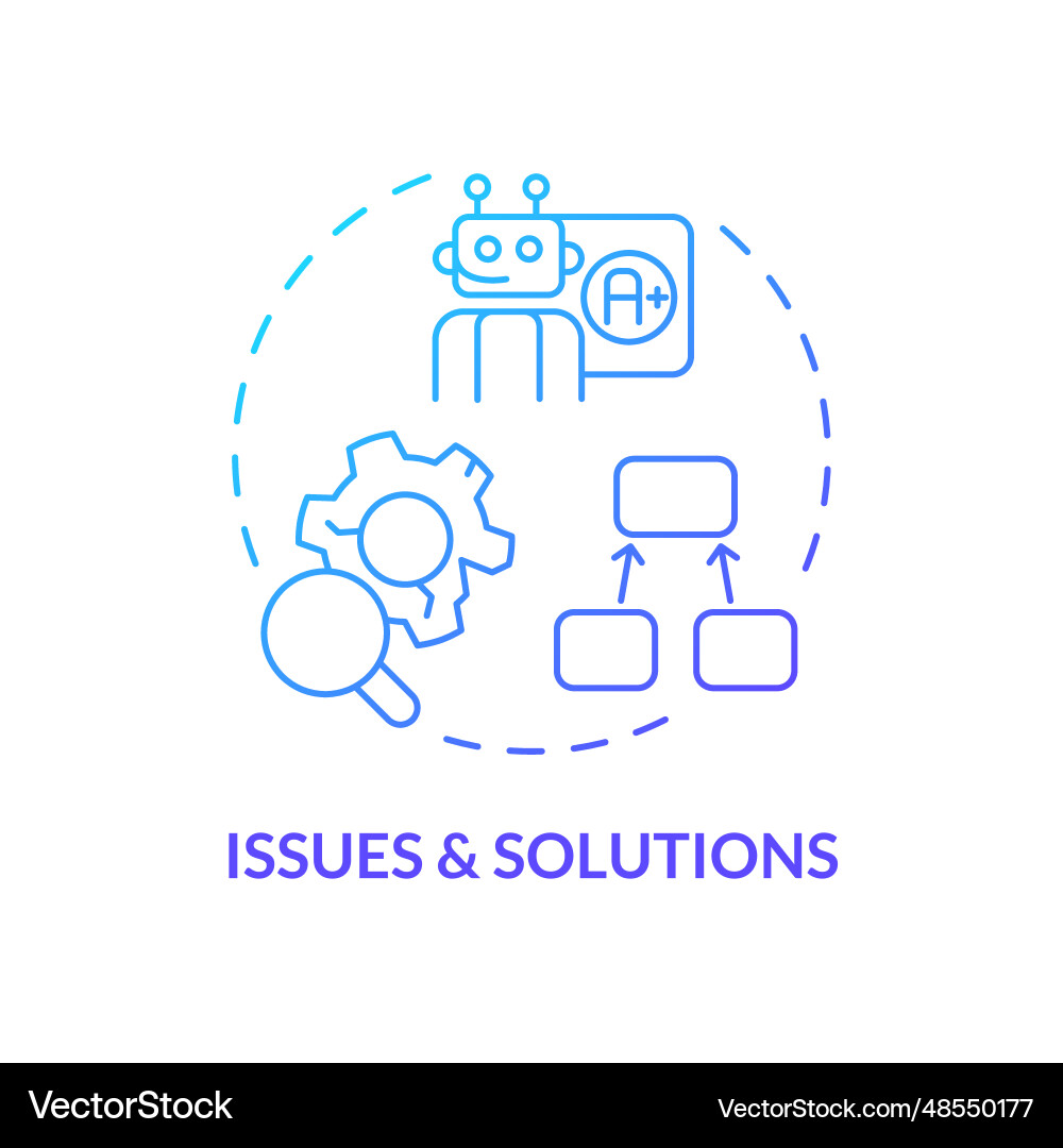2d thin linear gradient issues and solutions icon 2d thin linear gradient issues and solutions icon vector image