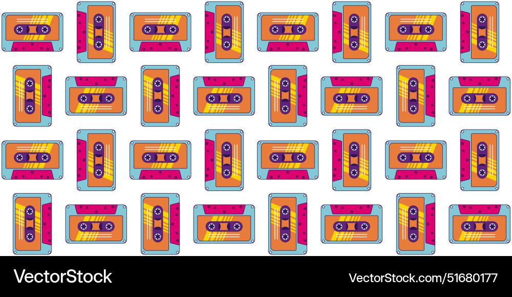 80s 90s retro elements pattern with audio Vector Image