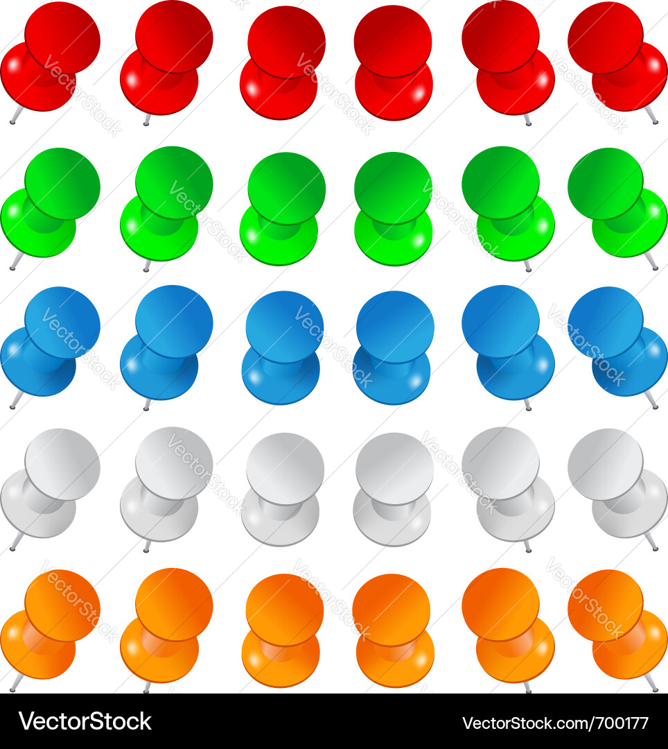 Colorful Push Pins Vector Image