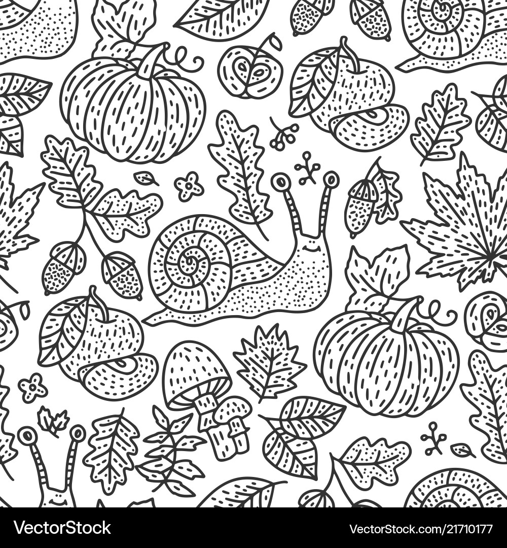 Cozy Autumn Doodle Pattern Vector Image