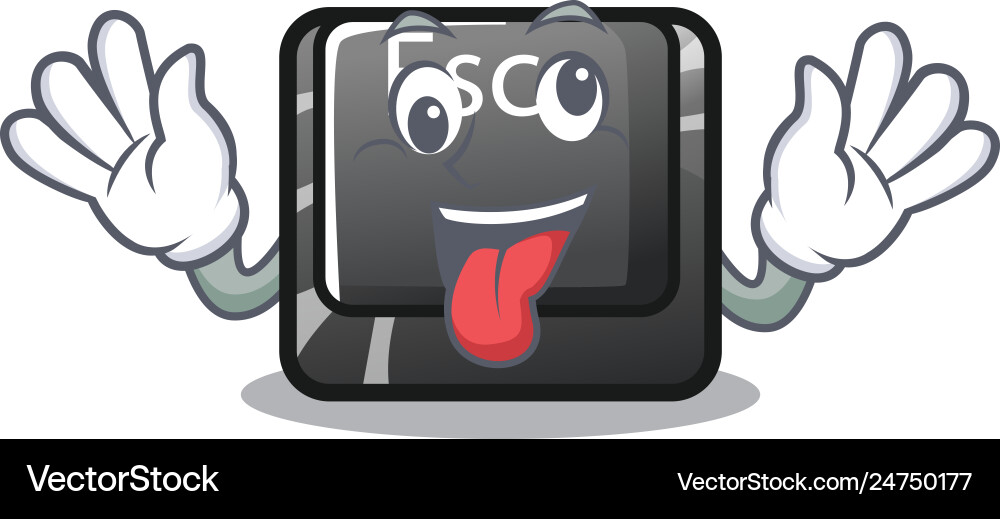 Crazy button esc isolated in character Crazy button esc isolated in character Vector Image