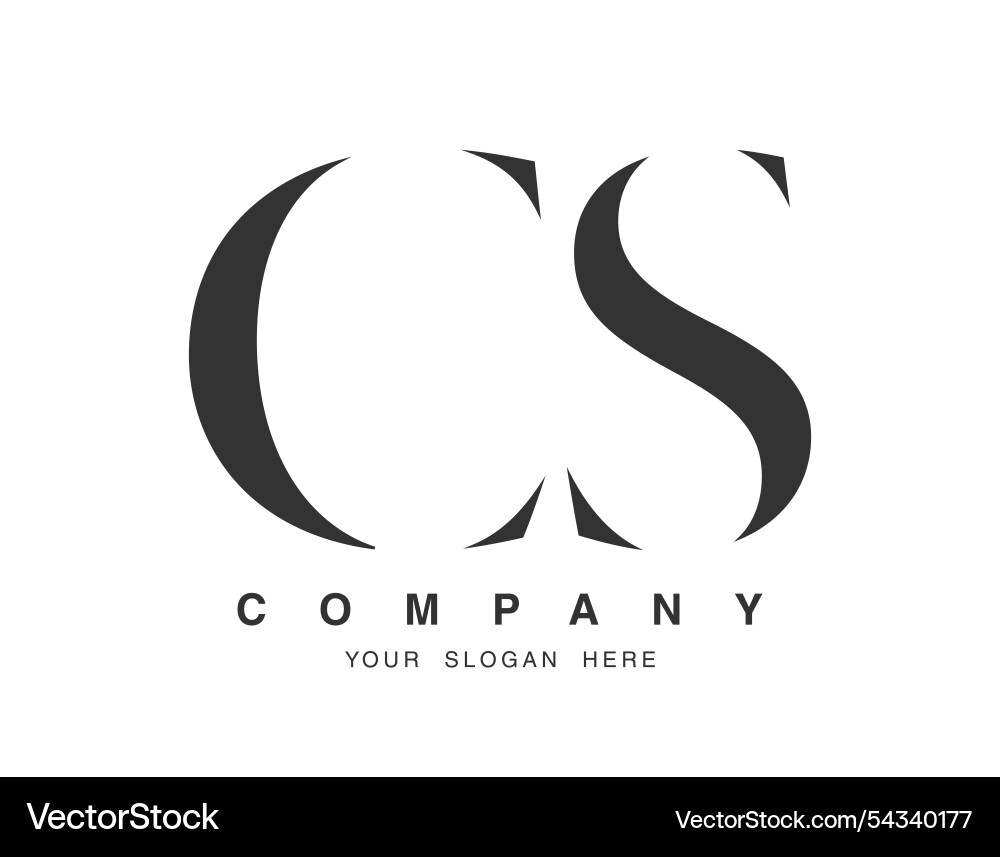 Cs logo design initial letter c and s serif font Cs logo design initial letter c and s serif font Vector Image