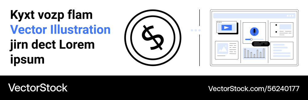 Currency symbol with data-driven interface layout Currency symbol with data-driven interface layout vector image