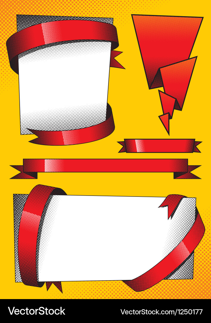Design elements with red ribbons Vector Image