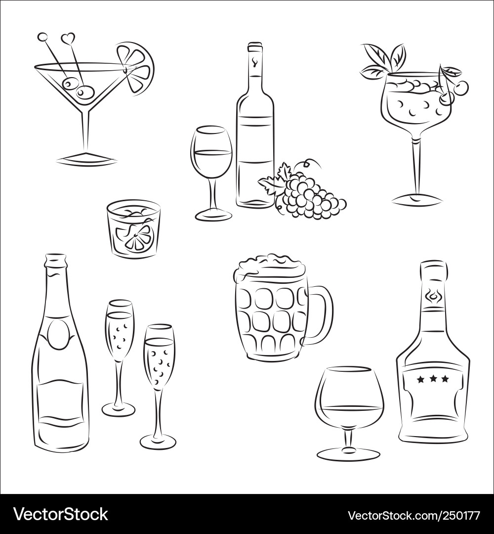 Drinks and Champagne Glasses vector image