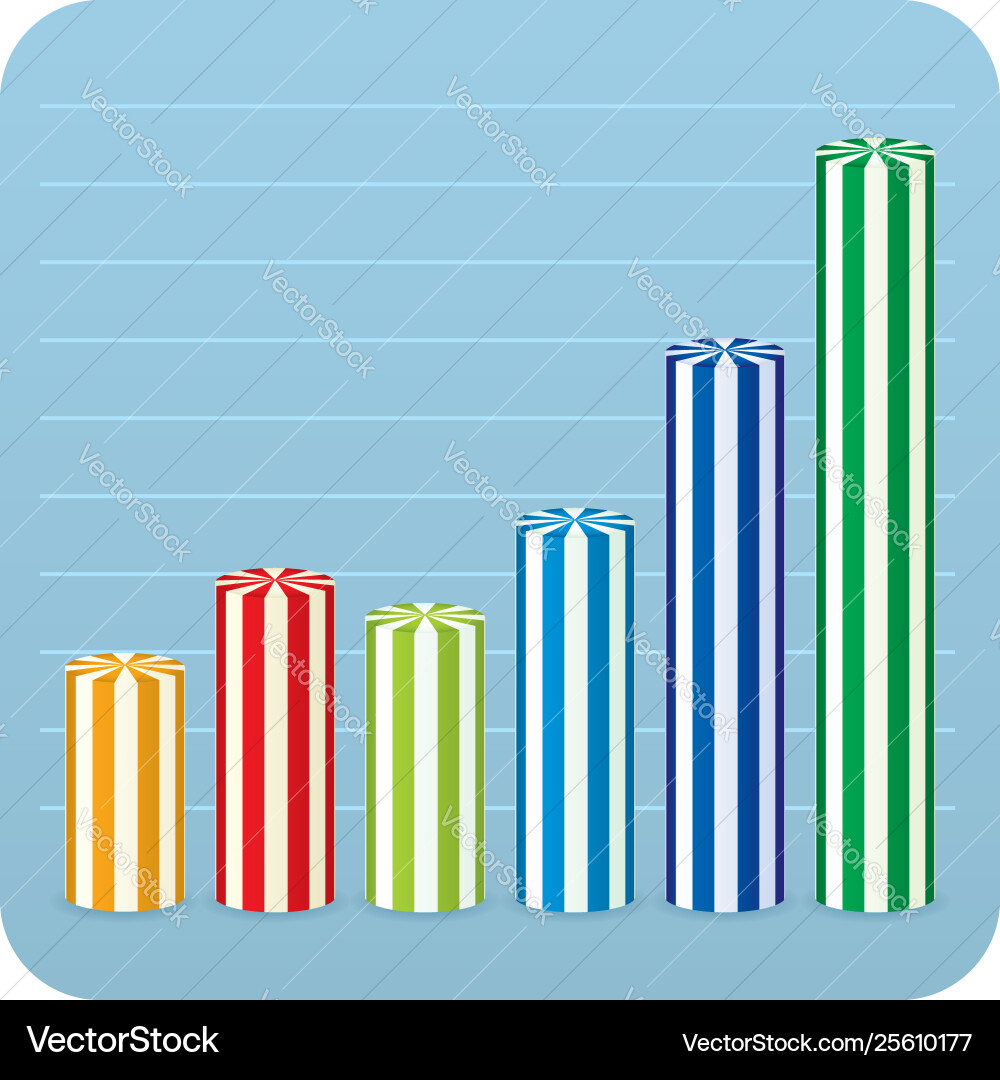 Editable bar chart in multiple colors clean vector image