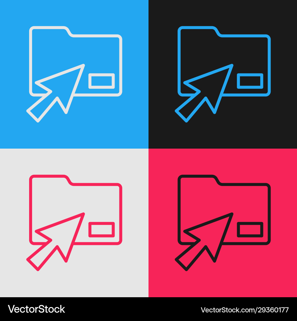 Farbzeile Cursor klicken Dokumentordner-Symbol Farbzeile Cursor klicken Dokumentordner-Symbol vektorbild