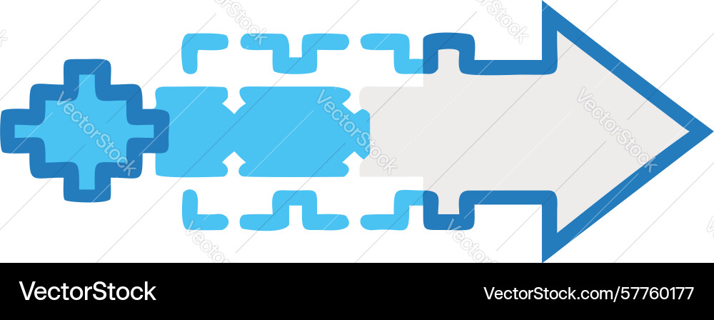 Fragmented pixel arrow for digital data flow vector image