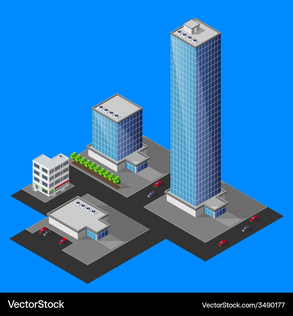 Isometric cityscape Royalty Free Vector Image - VectorStock