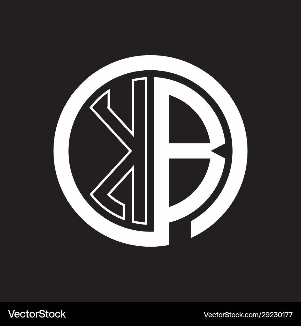 Kb logo with circle rounded negative space design vector image