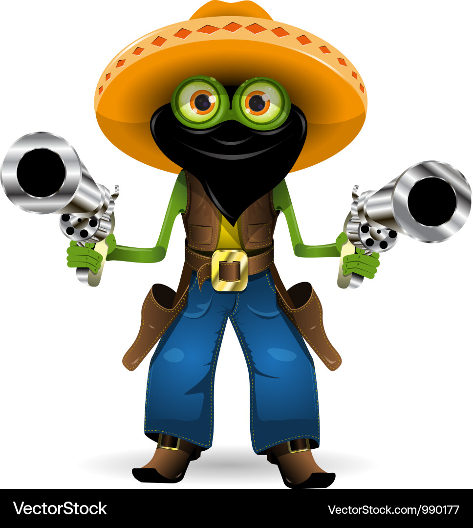 Krimineller Frosch mit Waffen Vektorbild